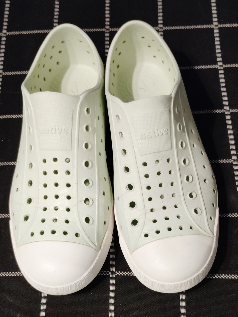 Native Kids Slip-On Sneakers in Mint Green and White